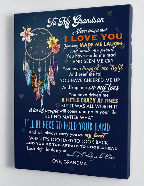 To My Grandson - From Grandma - Hard Time Framed Canvas Gift GMS060 - DivesArt LLC