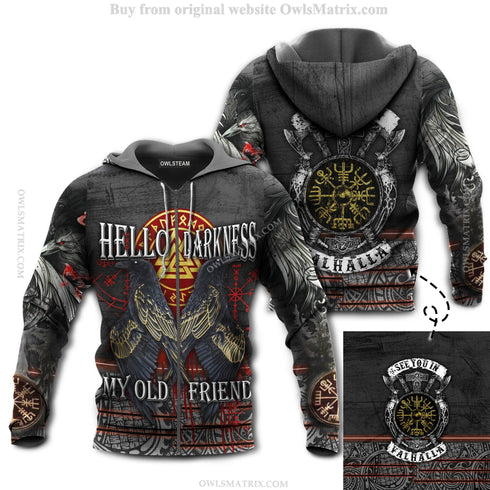 Viking hello darkness my old friend - Hoodie - HOOD01NGA100921