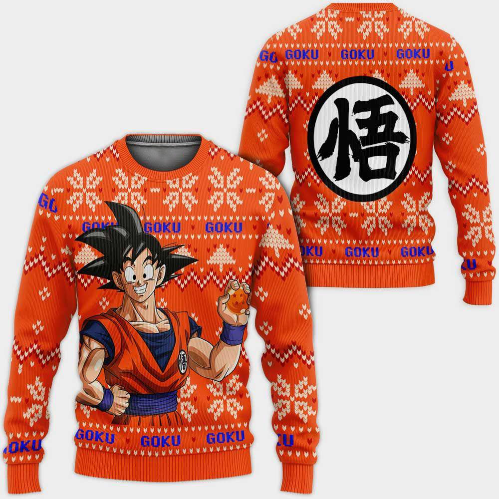 Dragon Ball Goku Kanji Ugly Christmas Sweater Images 3D Printed