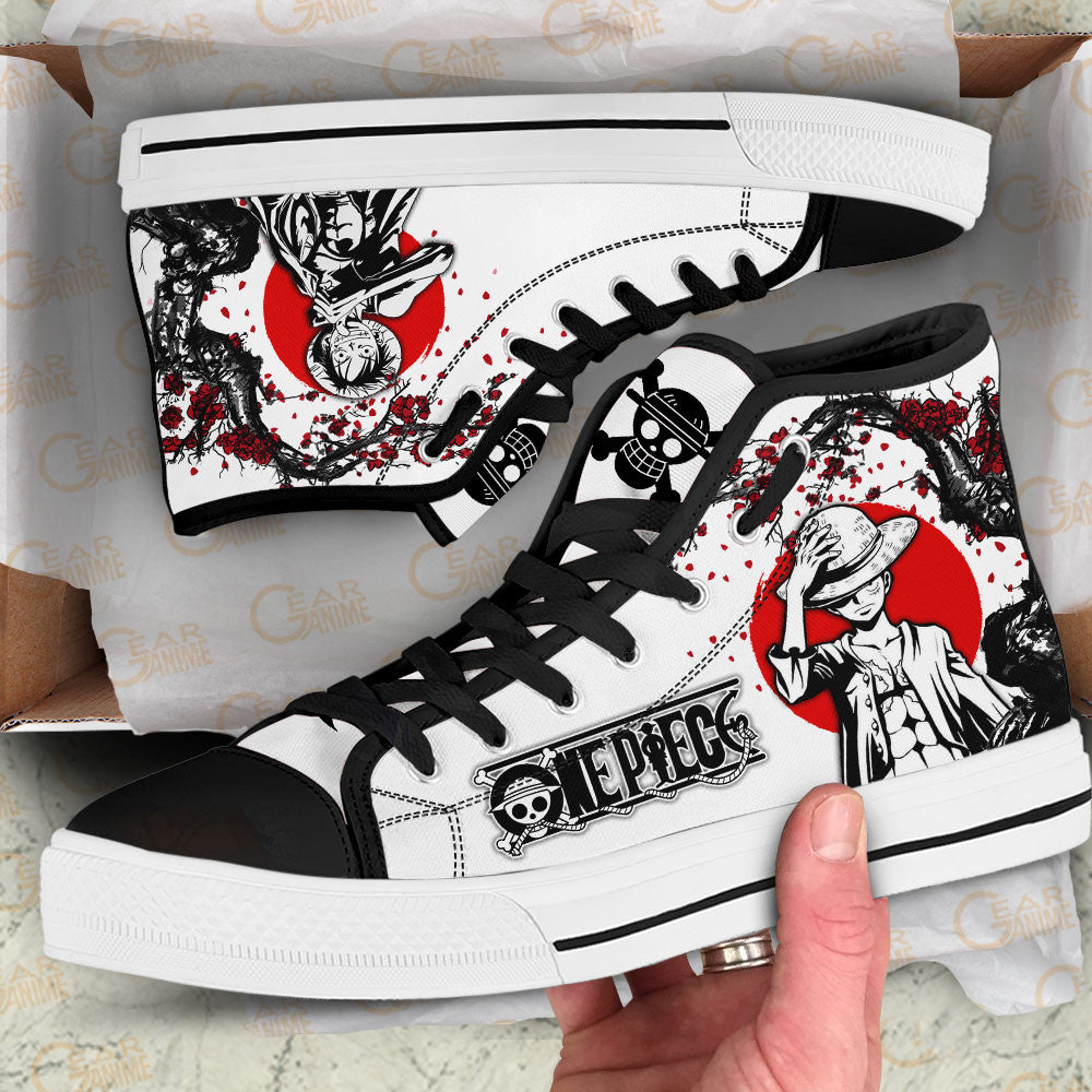 Luffy High Top Shoes Custom Anime OP Sneakers Japan Style – Divesart